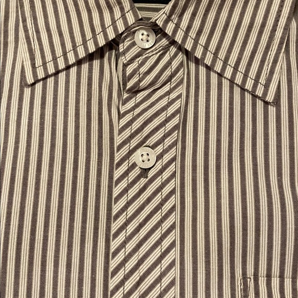 Signature Levi Strauss Men's Brown and Cream Striped Shirt - Picture 5 of 7